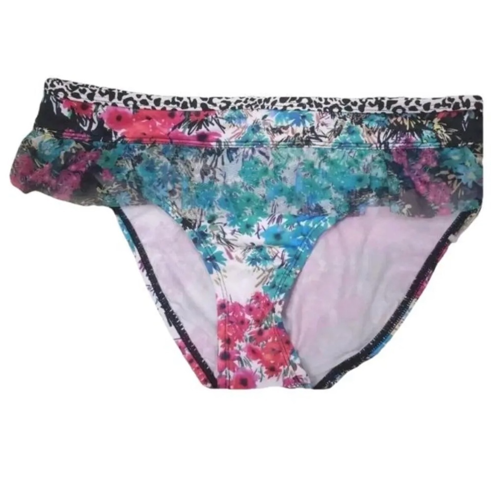 Kenneth Cole New York: Floral Mesh Ruffle Hipster Bikini Bottom